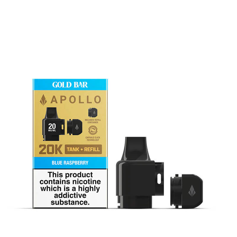 Blue Raspberry Gold Bar Apollo 20K Tank and Refill Pod