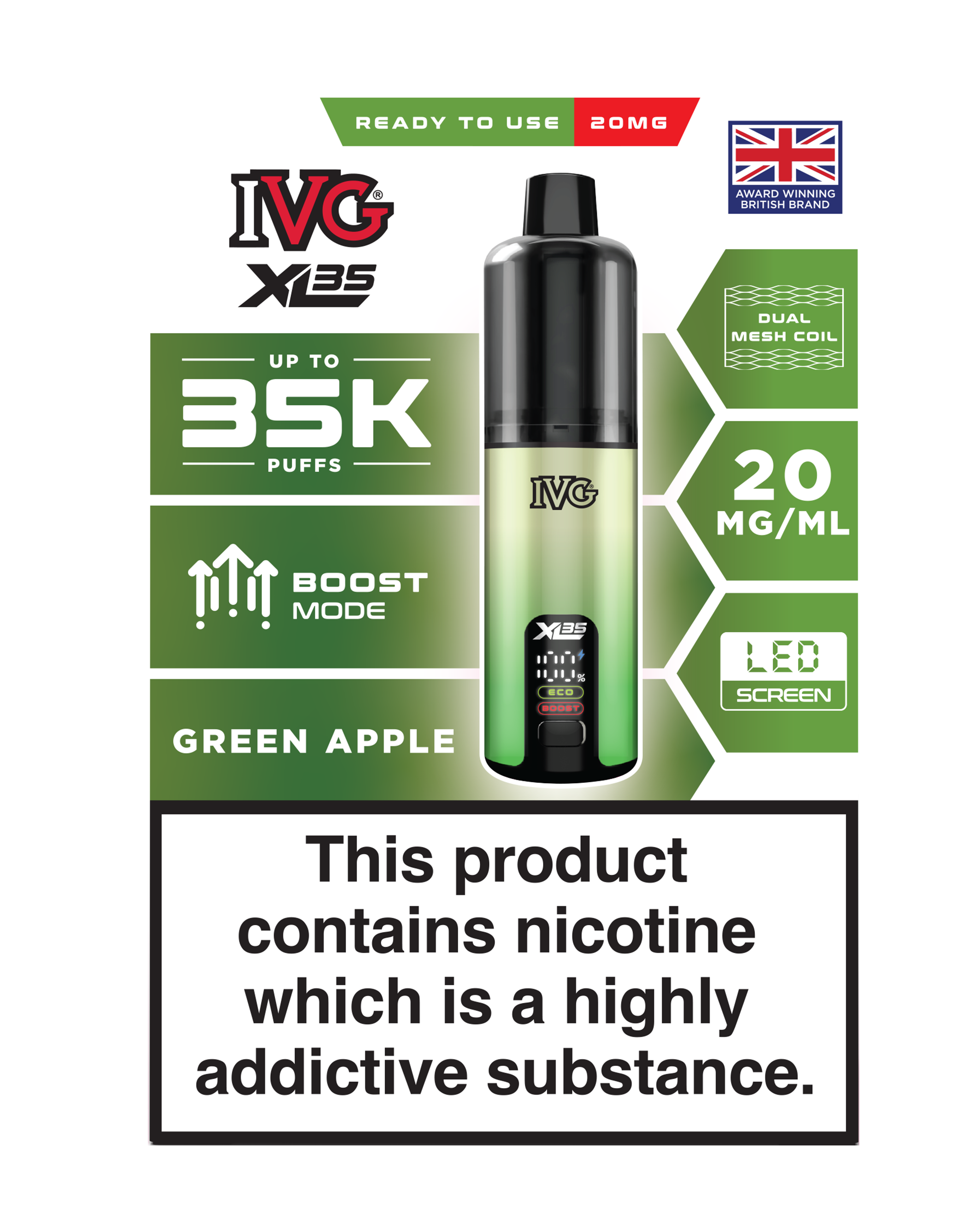 Green Apple IVG XL35 Prefilled Pod Kit