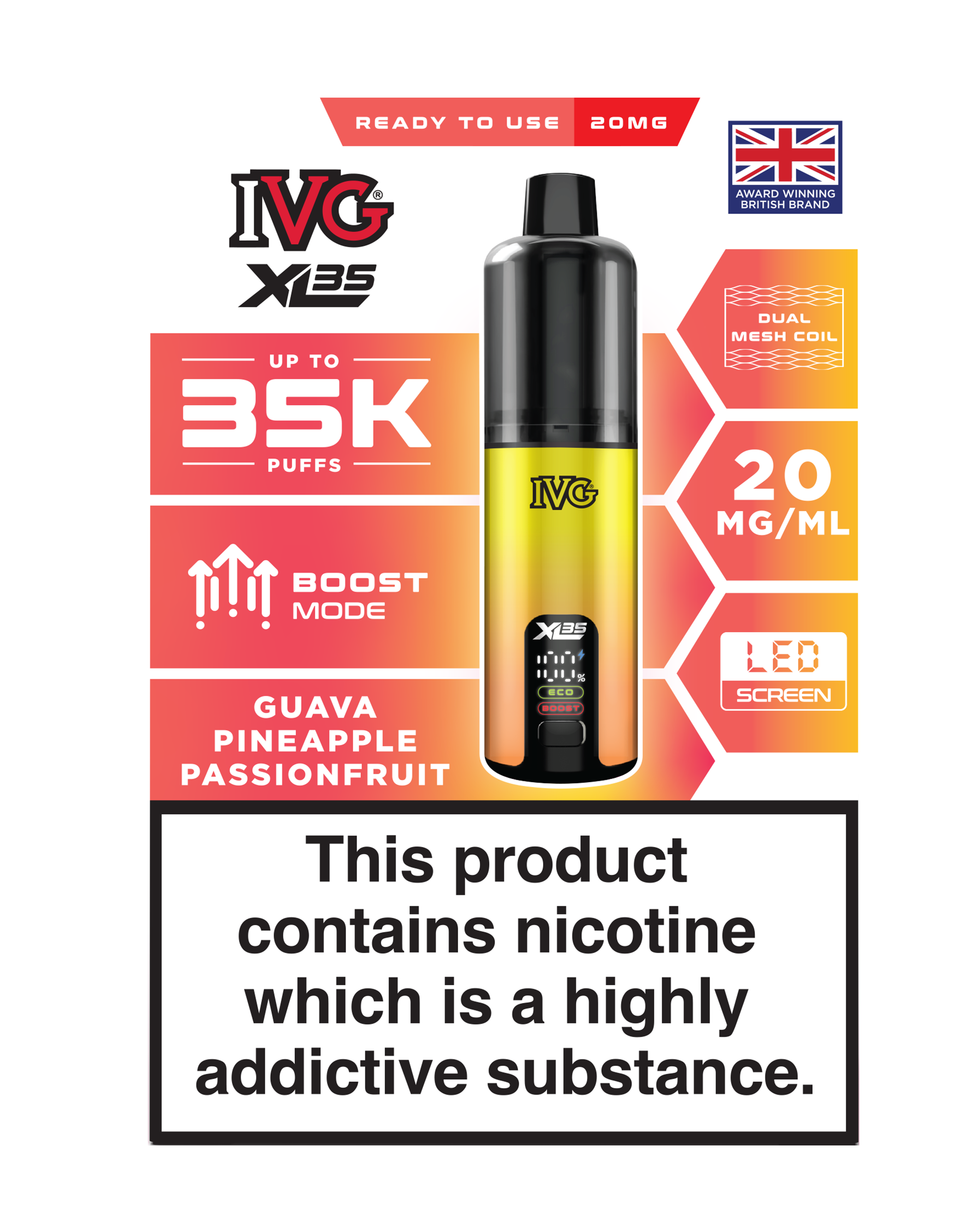 Guava Pineapple Passionfruit IVG XL35 Prefilled Pod Kit