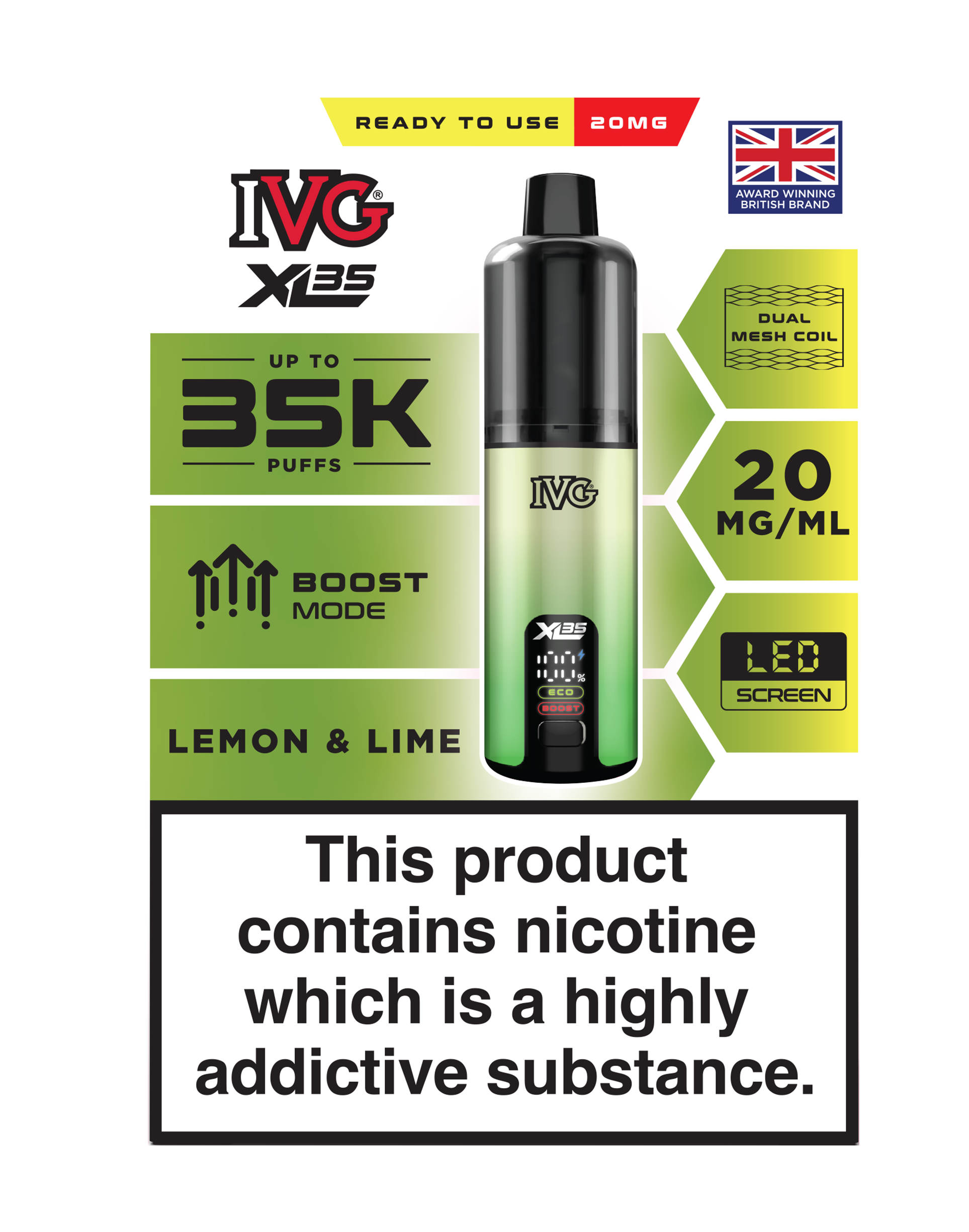 Lemon & Lime IVG XL35 Prefilled Pod Kit