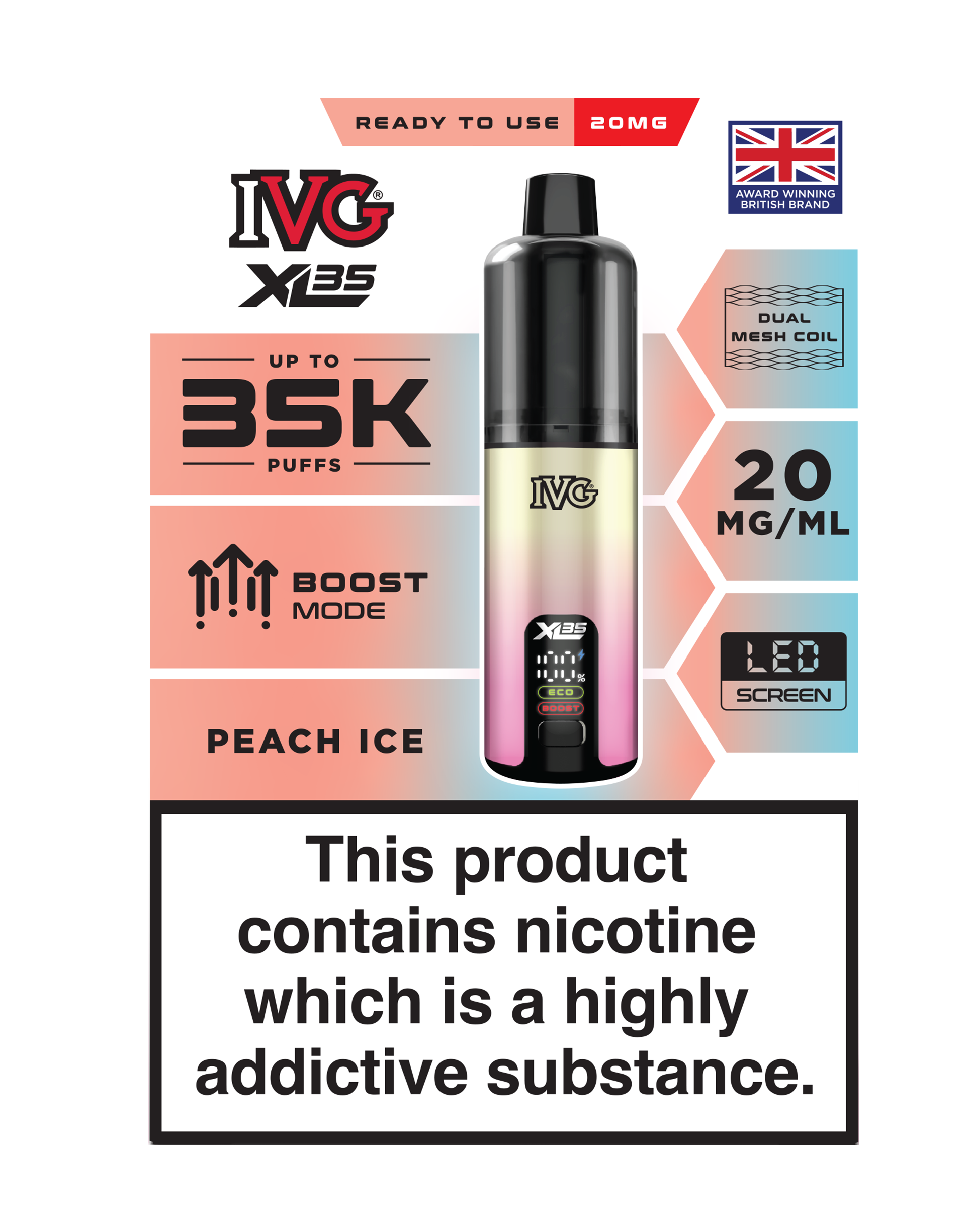Peach Ice IVG XL35 Prefilled Pod Kit