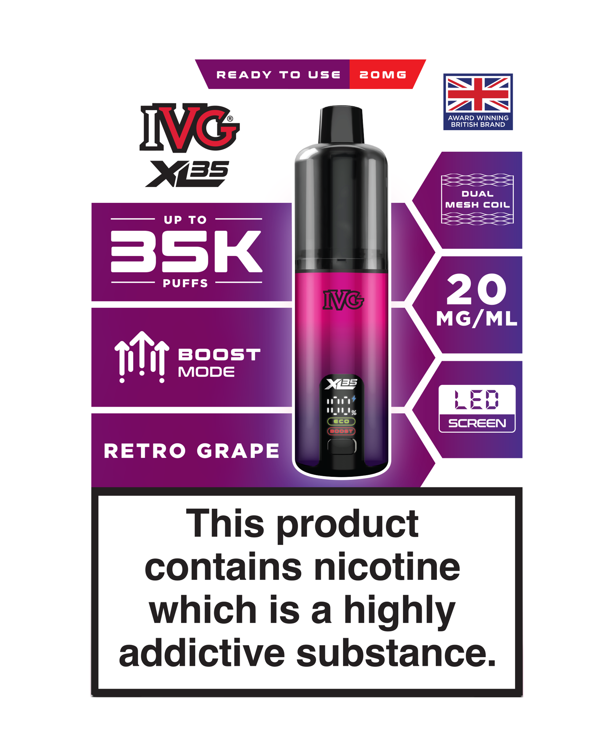 Retro Grape IVG XL35 Prefilled Pod Kit