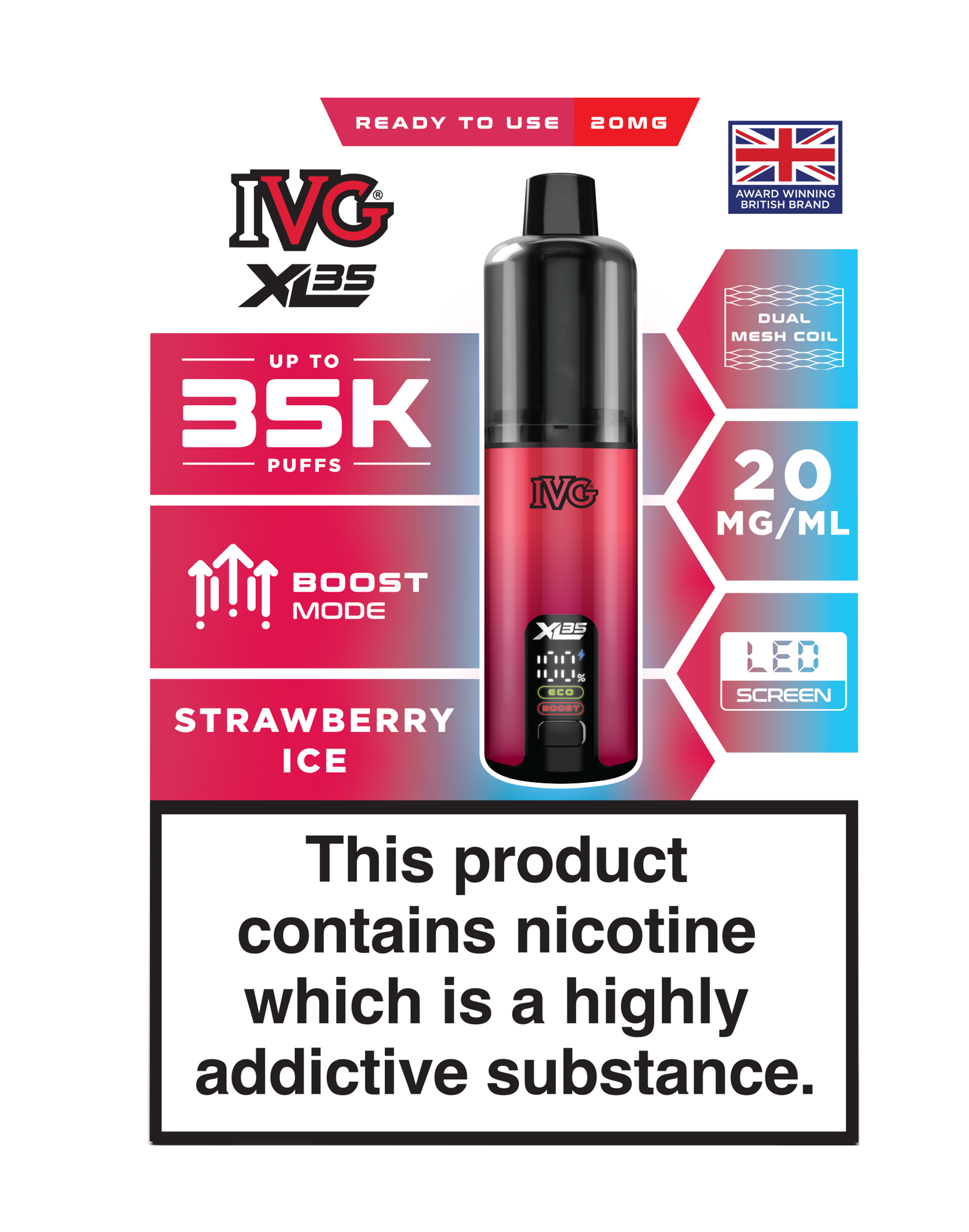 Strawberry Ice IVG XL35 Prefilled Pod Kit
