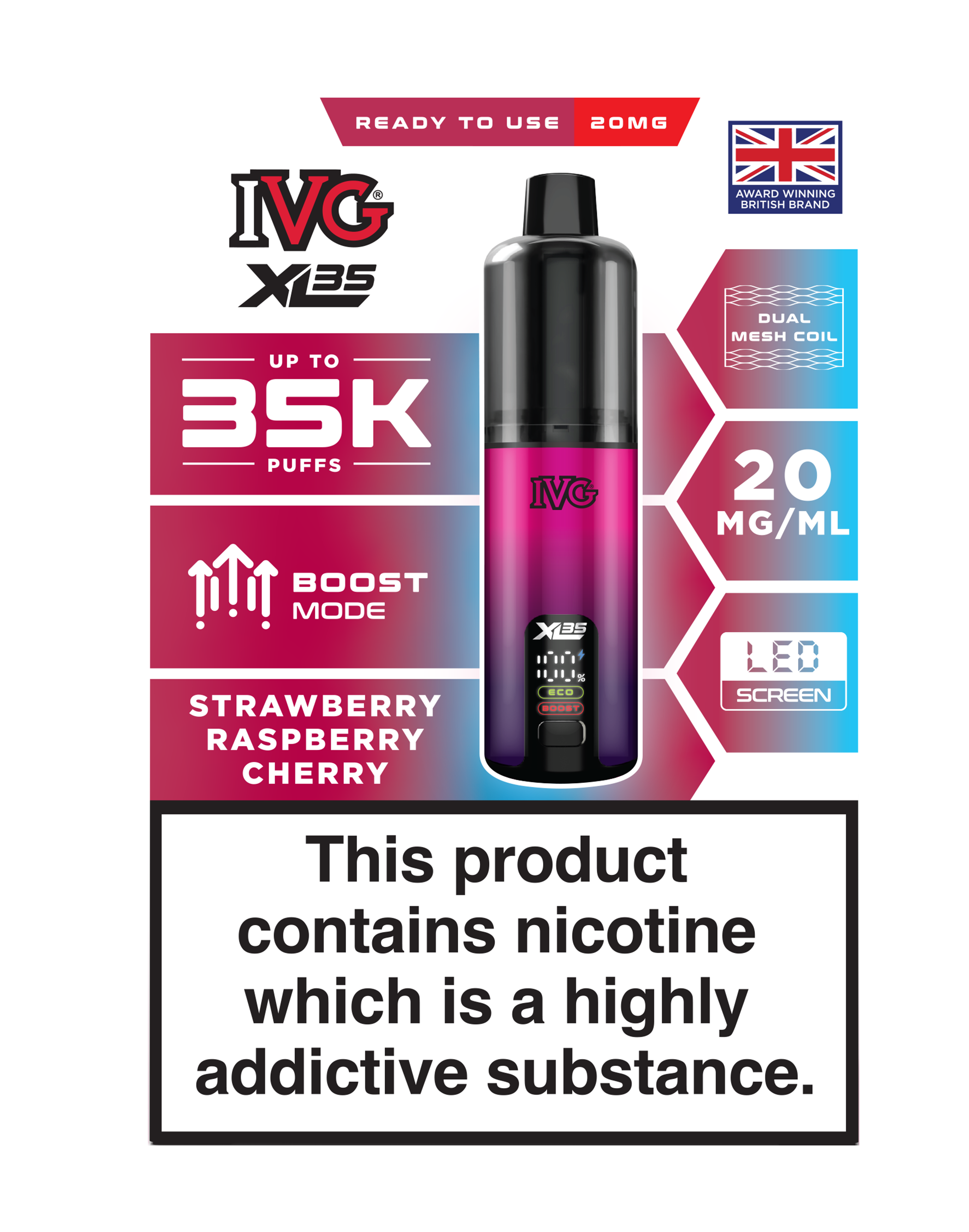 Strawberry Raspberry Cherry IVG XL35 Prefilled Pod Kit