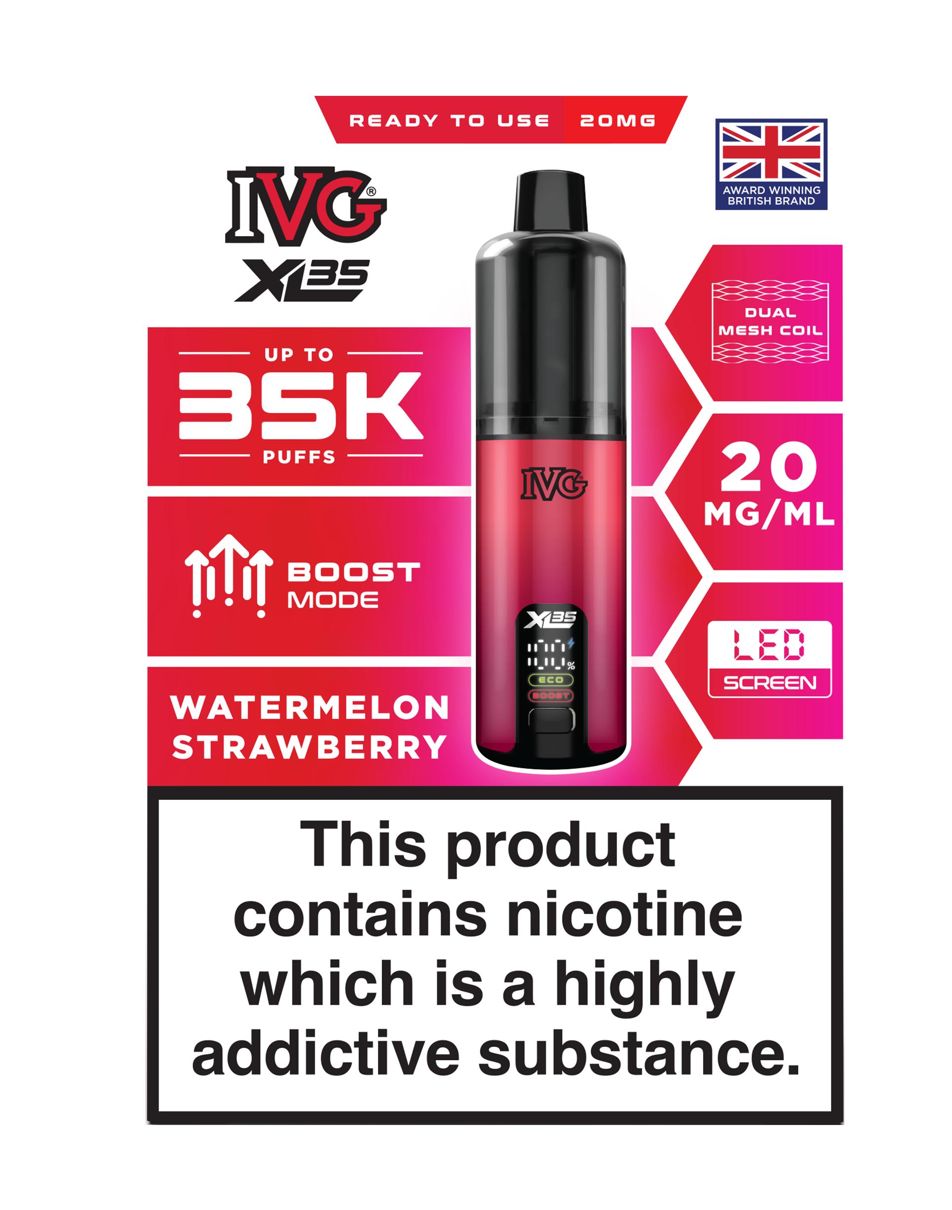 Watermelon Strawberry IVG XL35 Prefilled Pod Kit