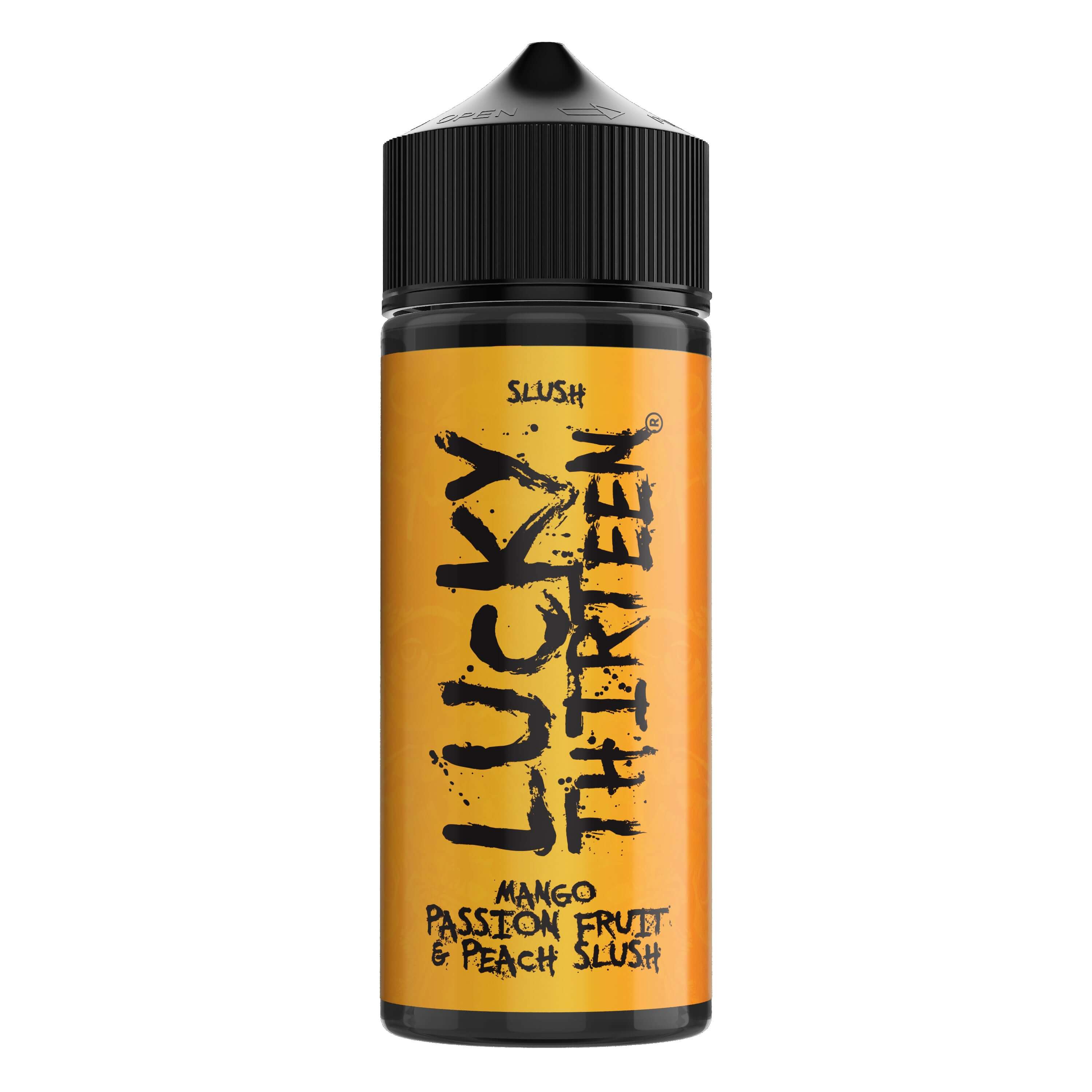 Mango Passion Fruit and Peach Slush E-Liquid by Lucky Thirteen